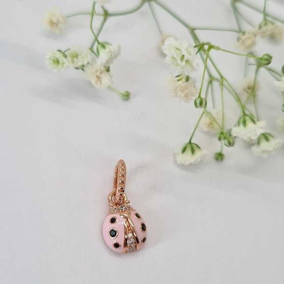Pandora Lucky Rose Ladybug Pendant Charm - Picture 2 of 6